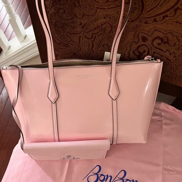 TORY BURCH X Bon Bon • Small Perry Pink Tote Handbag - Picture 4 of 13